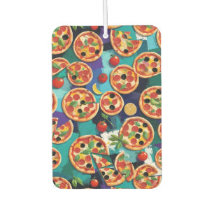 Abstract Pepperoni Pizza On Blue Colour Background Air Freshener