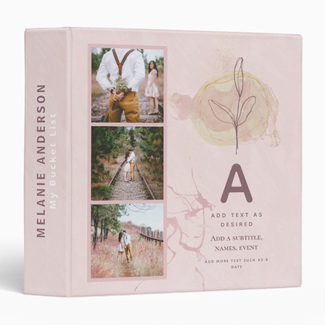 Abstract Personalized Photo Wedding Newlyweds Gift Binder (Front/Spine)