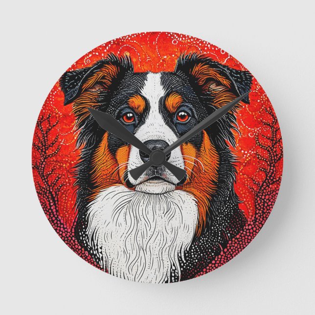 Abstract Pet Face Modern Animal Wall Decor Stylish Round Clock (Front)