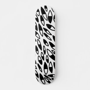 Abstract Petals - Black on Wood Skateboard