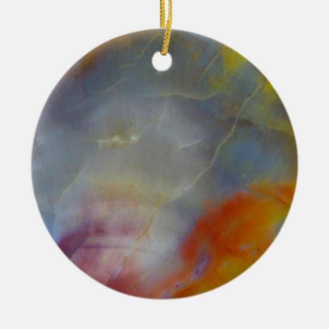 Abstract Petrified Wood close-up Ceramic Ornament (Front)