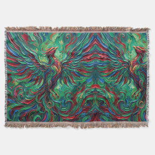 Abstract Phoenix Wings Jewel Tone Blankets