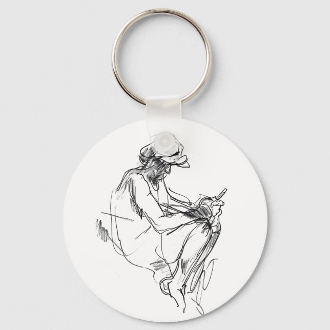 Abstract Phone Addict Sketch Keychain (Front)
