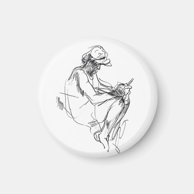 Abstract Phone Addict Sketch Magnet (Front)