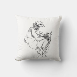 Abstract Phone Addict Sketch Throw Pillow