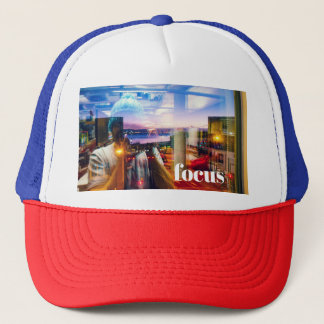 Abstract photographer of dawn in the city trucker hat