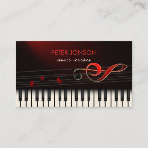 Abstract Piano And Red Clef Business Card