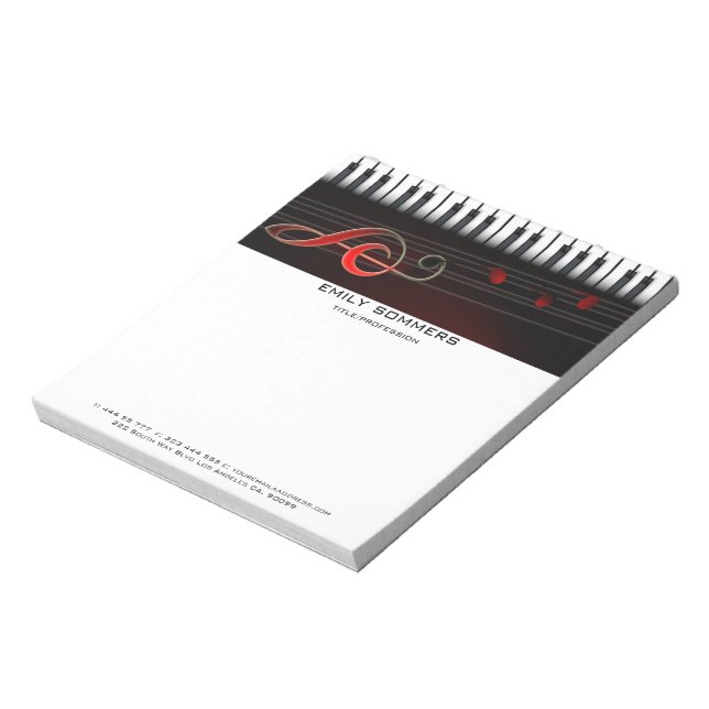 Abstract Piano & Clef Notepad (Rotated)
