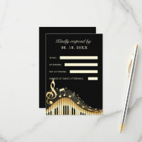 Abstract Piano Keyboard RSVP Card