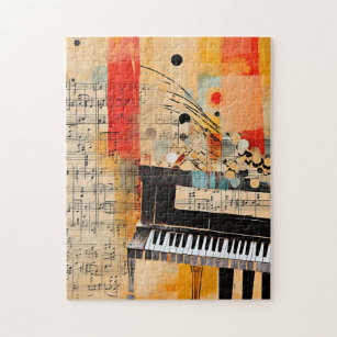 Abstract Piano Montage art Jigsaw Puzzle