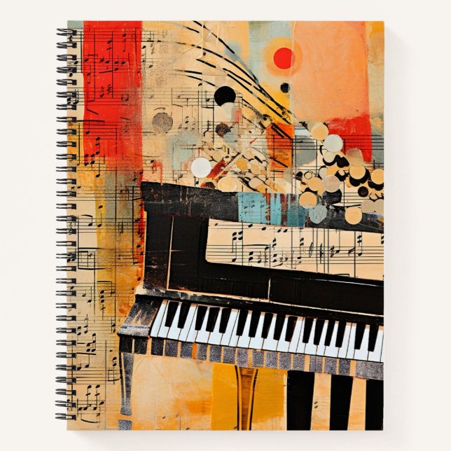 Abstract Piano Montage art Notebook (Front)
