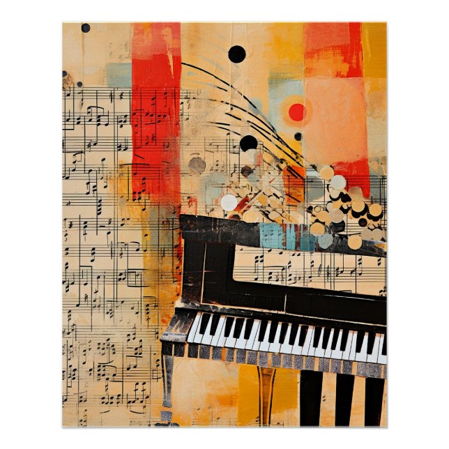 Abstract Piano Montage art Poster (Front)