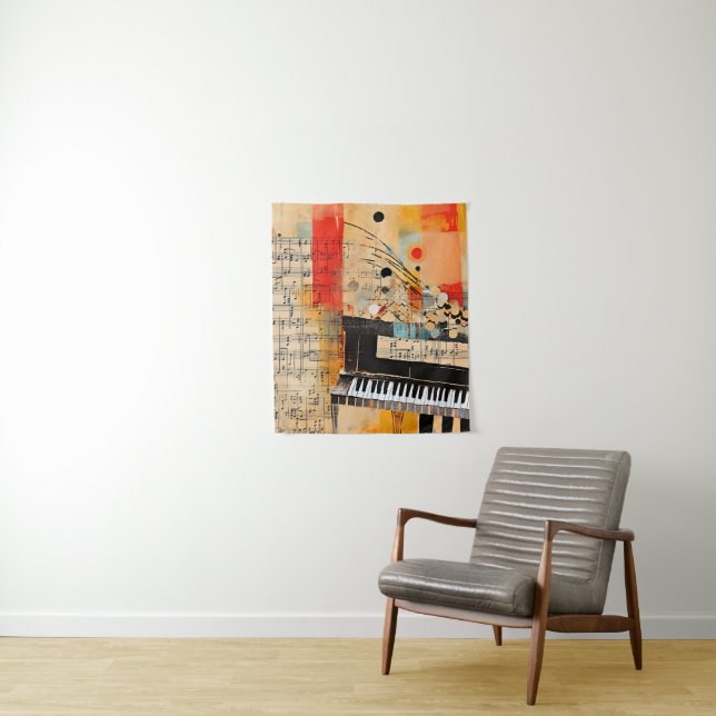 Abstract Piano Montage art Tapestry (In Situ)