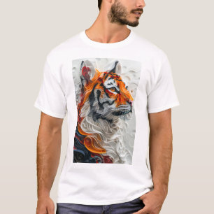Abstract Picasso Style Tiger 3D Graphic T-Shirt