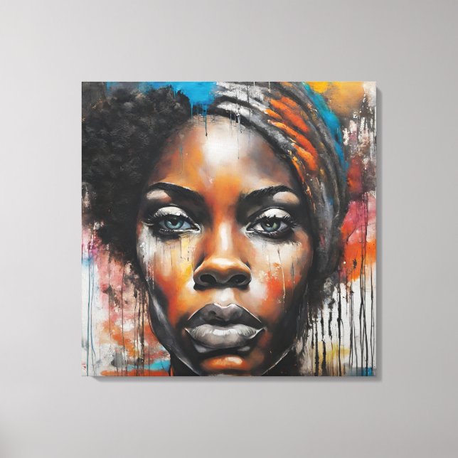 Abstract picture black woman's face canvas print (Front)