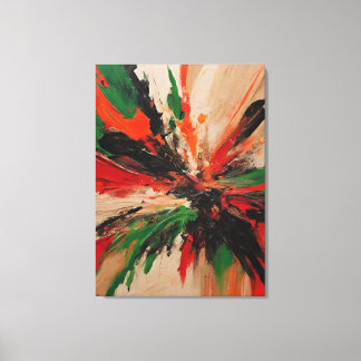 Abstract picture, red, green, beige and orange canvas print