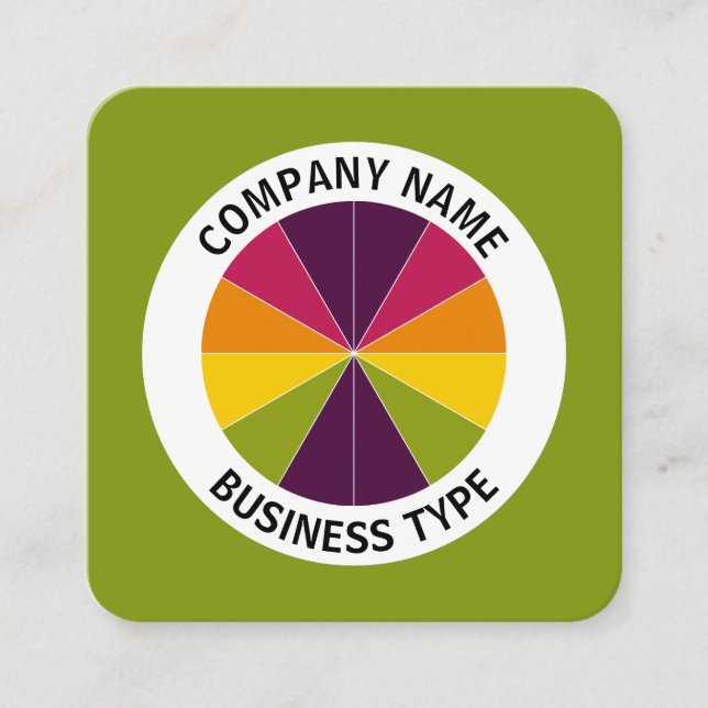 Abstract Pie 02 - Green #809711 Square Business Card (Front)