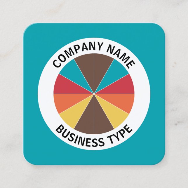 Abstract Pie 05 - Blue #009FAE Square Business Card (Front)