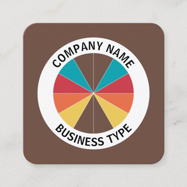 Abstract Pie 05 - Brown #6A493C Square Business Card (Front)