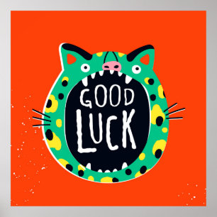 Abstract pig good luck poster