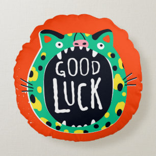 Abstract pig good luck round pillow