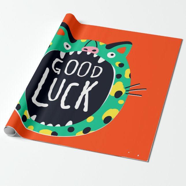 Abstract pig good luck wrapping paper (Unrolled)