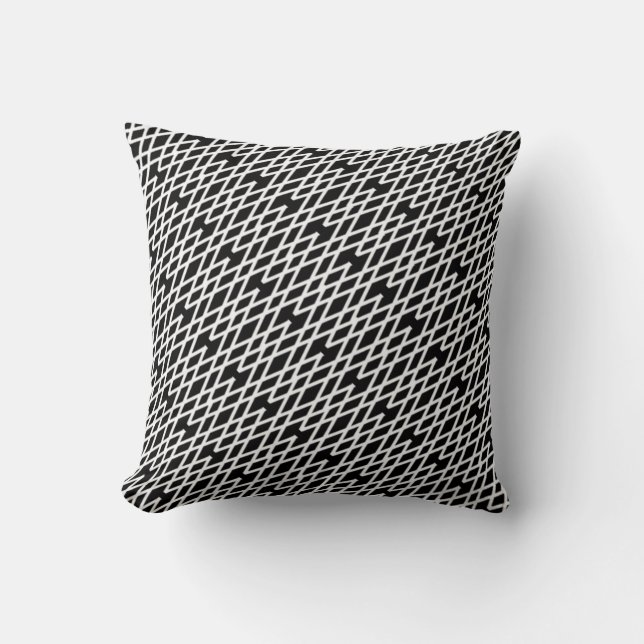Abstract Pillow Black White Line Art (Front)