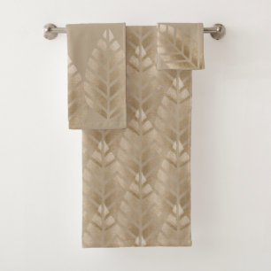 Abstract Pine Cones Of Copper And Platinum Pattern Bath Towel Set