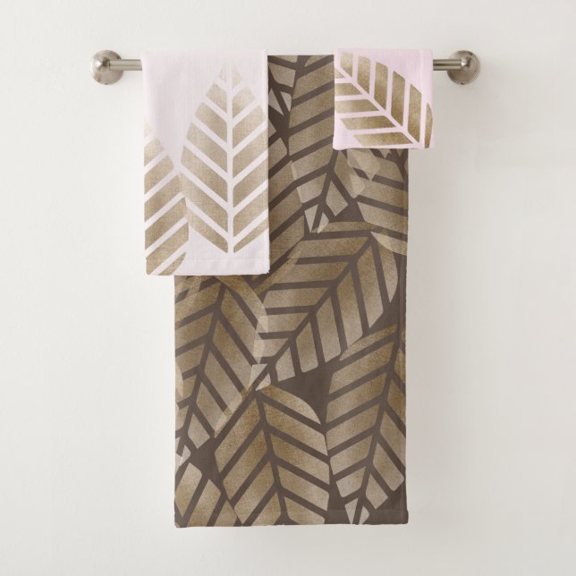 Abstract Pine Cones Of Copper And Platinum Pattern Bath Towel Set (Insitu)