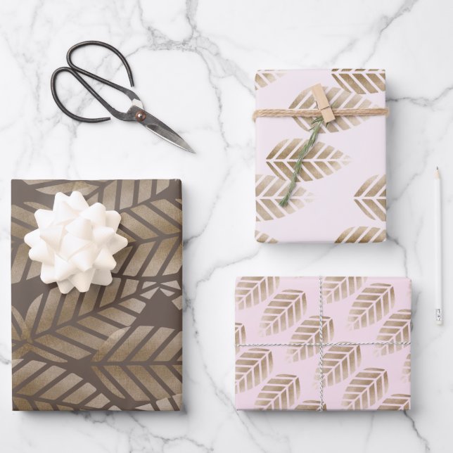 Abstract Pine Cones Of Copper And Platinum Pattern Wrapping Paper Sheet (Front)