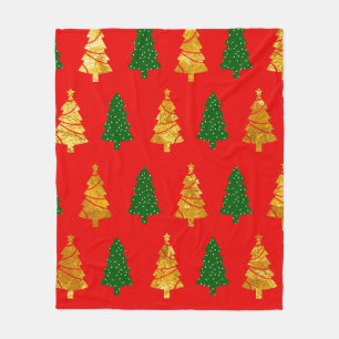 Abstract Pine Trees with Foil Texture Seamless Chr Fleece Blanket
