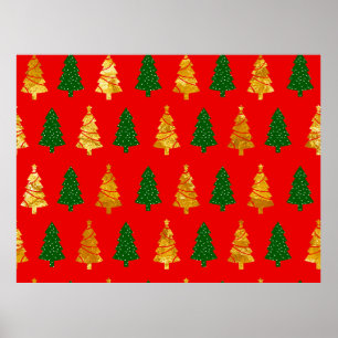 Abstract Pine Trees with Foil Texture Seamless Chr Poster