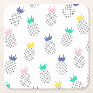 Abstract Pineapples 2 Square Paper Coaster