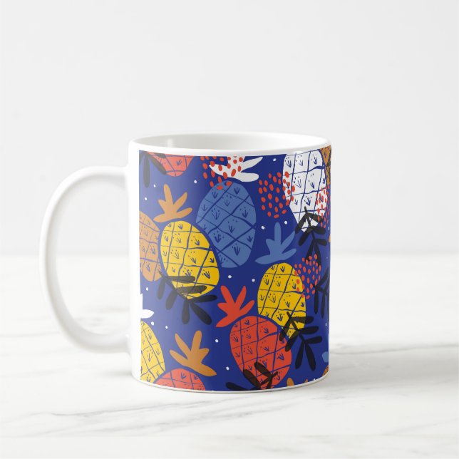 Abstract Pineapples Leaves Vintage Pattern Coffee Mug (Left)