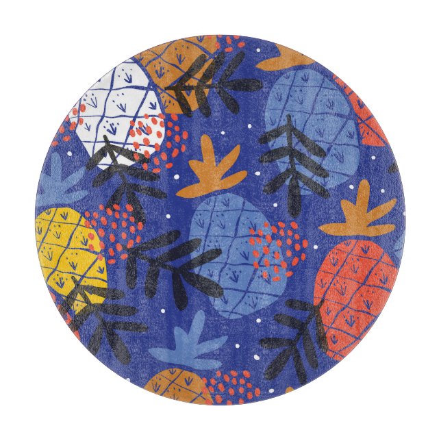Abstract Pineapples Leaves Vintage Pattern Cutting Board (Front)