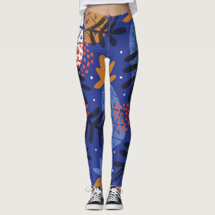 Abstract Pineapples Leaves Vintage Pattern Leggings