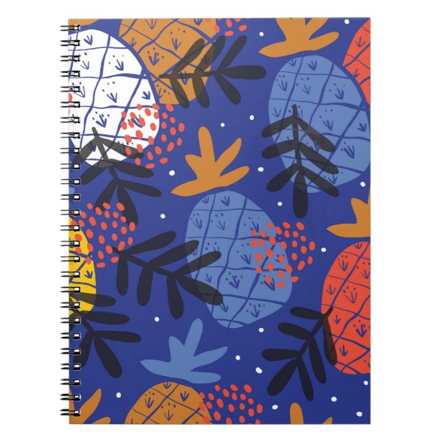 Abstract Pineapples Leaves Vintage Pattern Notebook (Front)