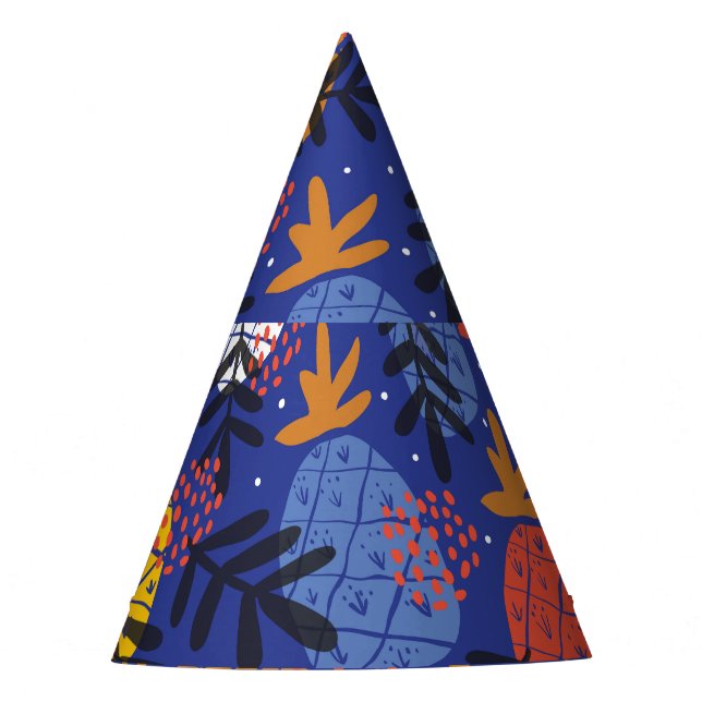 Abstract Pineapples Leaves Vintage Pattern Party Hat (Front)