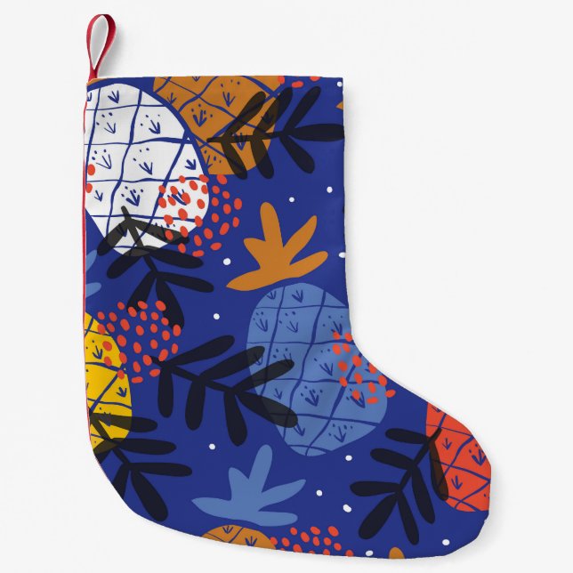 Abstract Pineapples Leaves Vintage Pattern Small Christmas Stocking (Front)
