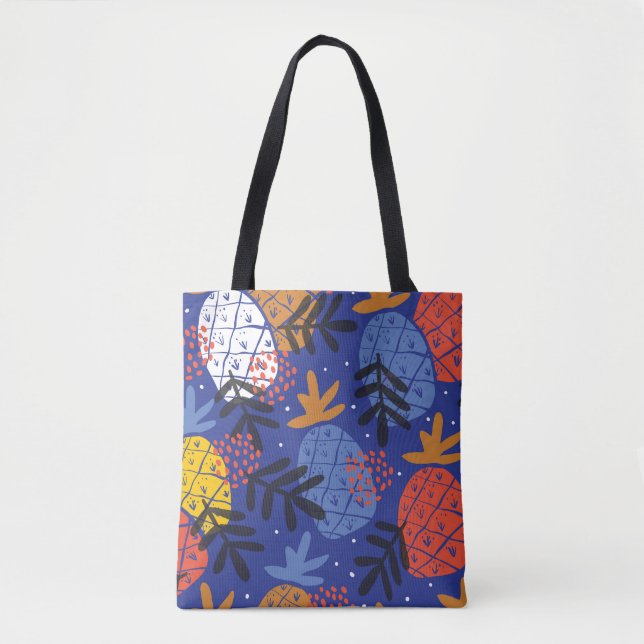Abstract Pineapples Leaves Vintage Pattern Tote Bag (Front)