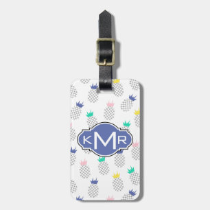 Abstract Pineapples   Monogram Luggage Tag