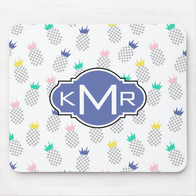 Abstract Pineapples | Monogram Mouse Pad (Front)