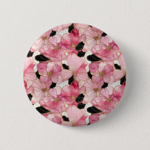 Abstract Pink And Black Alcohol Ink Art 2 Inch Round Button