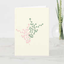 Abstract Pink and Green Berries art greeting card