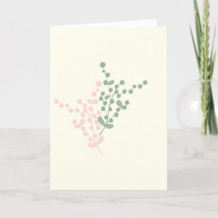 Abstract Pink and Green Berries art greeting card