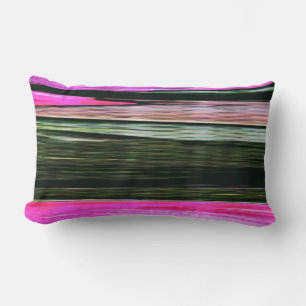 Abstract Pink And Green Horizontal Stripes 705 Lumbar Pillow