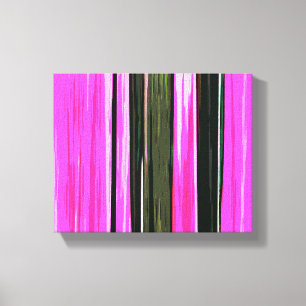 Abstract Pink And Green Vertical Stripes 704 Canvas Print