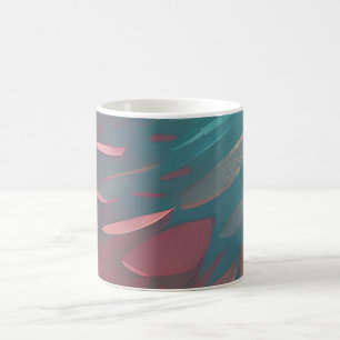 Abstract pink and teal feathers  coffee mug