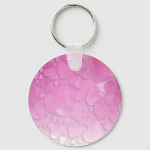 abstract pink and white hearts keychain