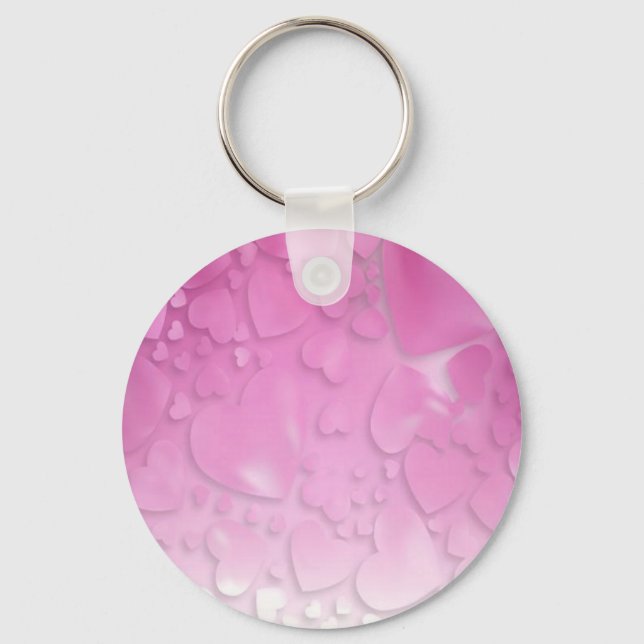 abstract pink and white hearts keychain (Front)